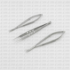 Set of 3 Pcs Micro Surgery Castroviejo Scissors STR+CVD & Suture Forceps 5.5"