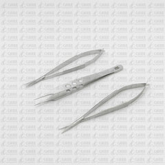 Set of 3 Pcs Micro Surgery Castroviejo Scissors STR+CVD & Suture Forceps 5.5"