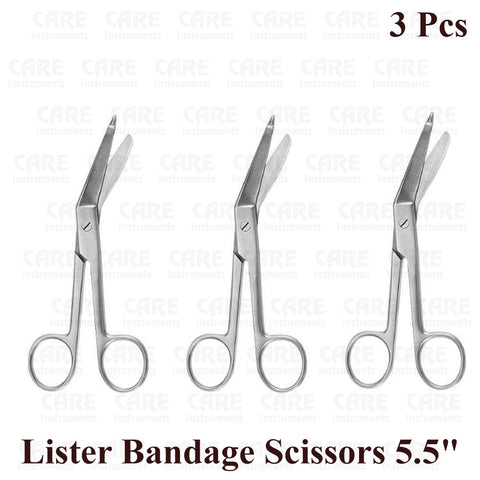 3 Lister Bandage Scissors 5.5" Surgical Medical EMT Instruments Stainless Steel