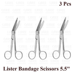 3 Lister Bandage Scissors 5.5" Surgical Medical EMT Instruments Stainless Steel