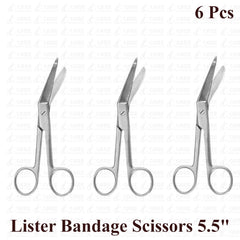 6 Lister Bandage Scissors 5.5" Surgical Medical EMT Instruments Stainless Steel