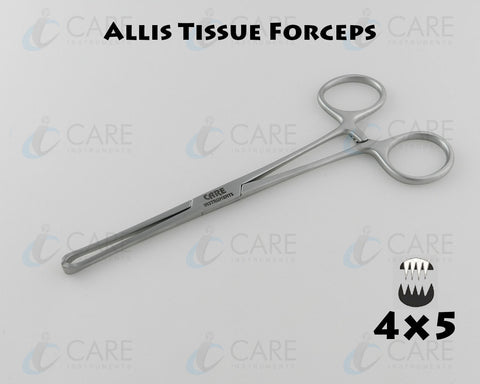 Allis Tissue Forceps, Straight 6", 4 x 5 Teeth Grasping Forceps Care Instruments