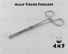 Allis Tissue Forceps, Straight 6", 4 x 5 Teeth Grasping Forceps Care Instruments