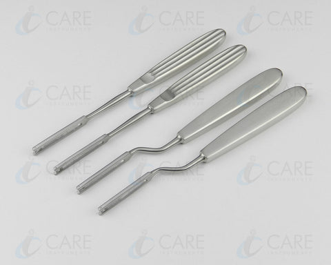 4 PCS Ballenger Swivel Knife 3mm & 4mm Straight & Bayonet, ENT Care Instruments