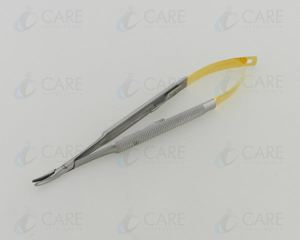 German TC Platform Castroviejo Micro Needle Holder with Clip Lock Curved 15 cm