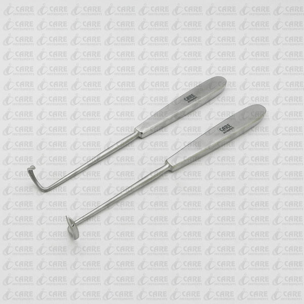 Deschamps Ligature Carrier Left + Right, Sharp Prong Surgical Retractor Set of 2