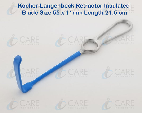 Kocher Langenbeck Retractor Insulated 55 mm x 11 mm Blade, 21.5 cm Care