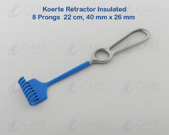 Koerte Retractor Insulated 8 Blunt Prongs 22 cm, 40 x 26 mm Kocher Hooks Care