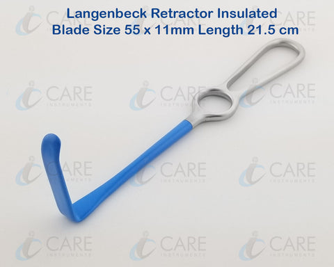 Langenbeck Retractor Insulated 55 mm x 11 mm Blade, 21.5 cm Care Instruments