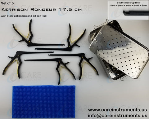 Kerrison Rongeurs 17.5cm,1mm-5mm with Sterilization Box & Silicon Mat Orthopedic