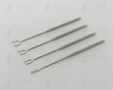 Set of 4 Joseph Double Shin Hook 17 cm, (2mm, 5mm, 7mm, 10mm) Care Instruments