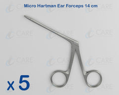 Set of 5 Pieces Micro Hartman Ear Forceps 14 cm, Care Micro Instruments