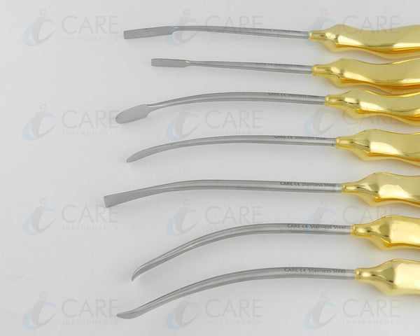 Set of 7 Pcs Endoscopic Forehead Face Lift Browlift Dissectors & Elevator