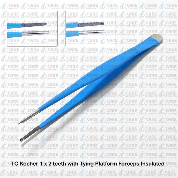 TC Cushing + Kocher w/1x 2 Teeth Forceps Insulated 20 cm/8