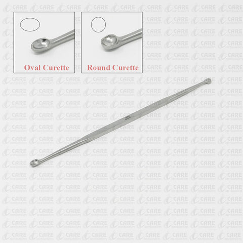 Volkmann Bone Curette, double-ended Oval/Round Cups, 21cm Orthopedic Instruments