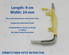 Tebbetts Style Fiber optic Breast Retractor 24 mm wide, Working Length 9 cm